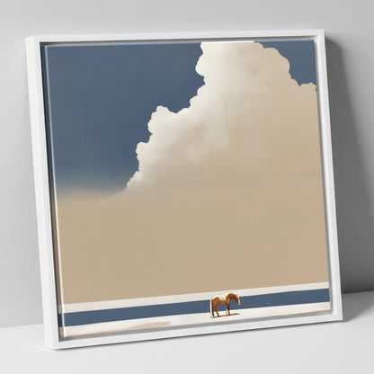 Vast Blue Expanse horse landscape canvas wall art in white frame