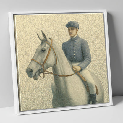 The Slate Silks racing horse canvas wall art in white frame