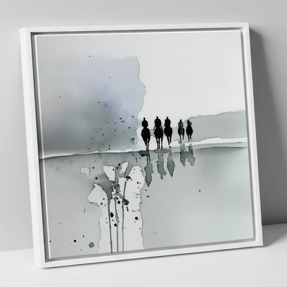 The Morning String racing horse canvas wall art in white frame