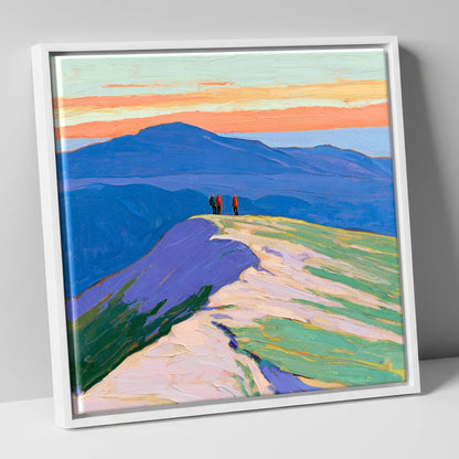 Hilltop Horizon horse landscape canvas wall art in white frame