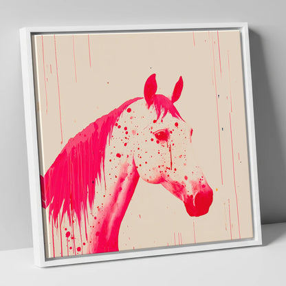 Bold Magenta Profile horse breed canvas wall art in white frame