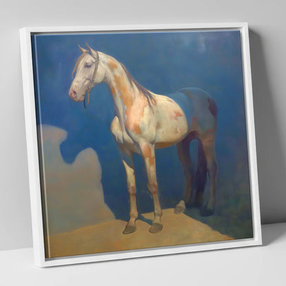 The Soulful Skewbald horse breed canvas wall art in white frame