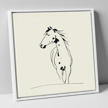 Minimalist Appaloosa Profile horse breed canvas wall art in white frame