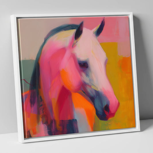 Vivid Equine Expression horse breed canvas wall art in white frame