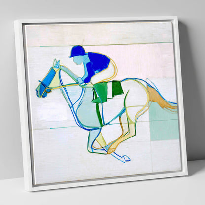 Abstract Racing Rhythm racing horse canvas wall art in white frame