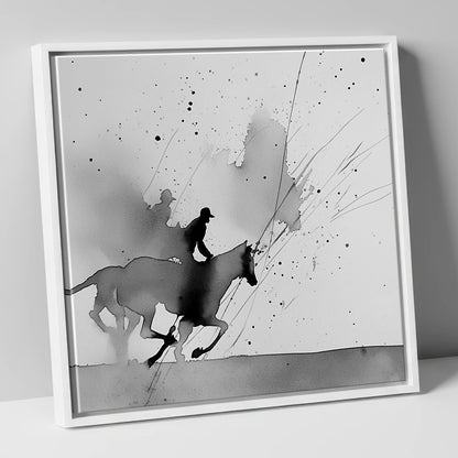 Kinetic Flight show jumping horse canvas wall art in white frame