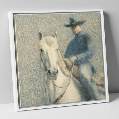 The Quiet Western western horse canvas wall art in white frame