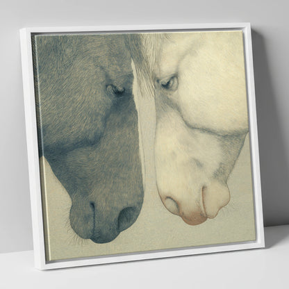 Gentle Counterparts horse portrait canvas wall art in white frame
