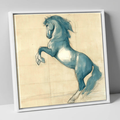 Azure Equine Study horse portrait canvas wall art in white frame