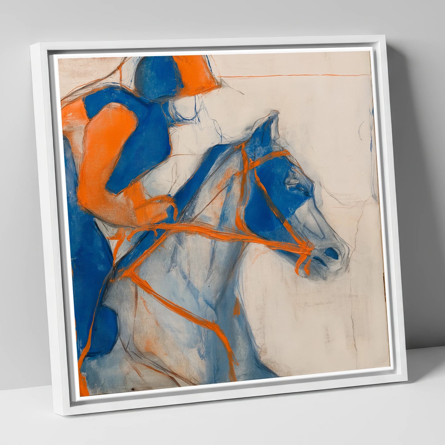 Ultramarine Racing Form racing horse canvas wall art in white frame