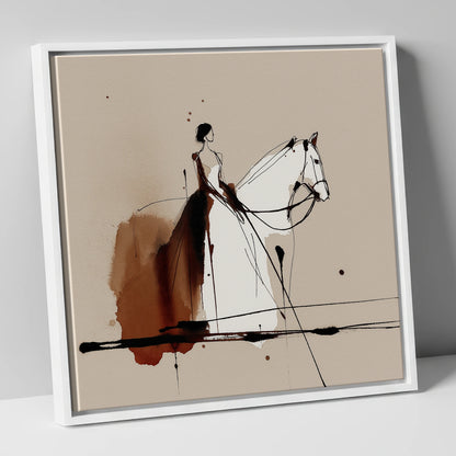 Timeless Connection horse & rider canvas wall art in white frame