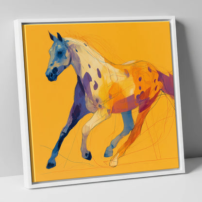 Painted Strides horse breed canvas wall art in white frame