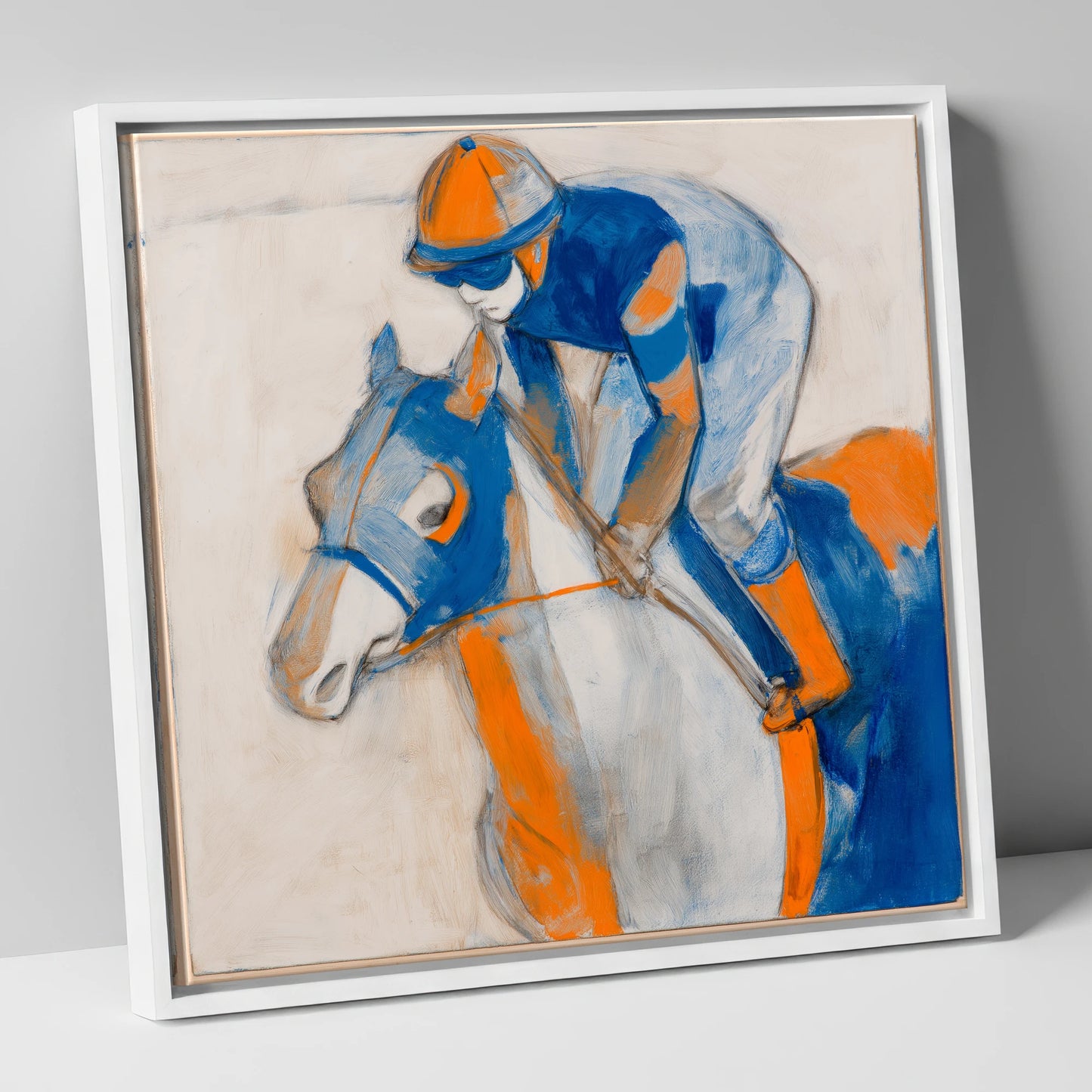 Bold Racing Silks racing horse canvas wall art in white frame