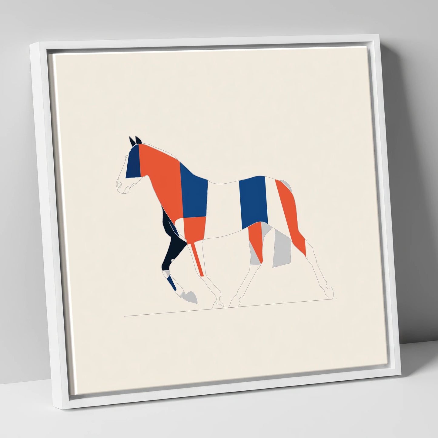 Graphic Equine Geometry horse breed canvas wall art in white frame