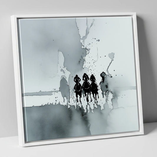 The Dawn Run racing horse canvas wall art in white frame