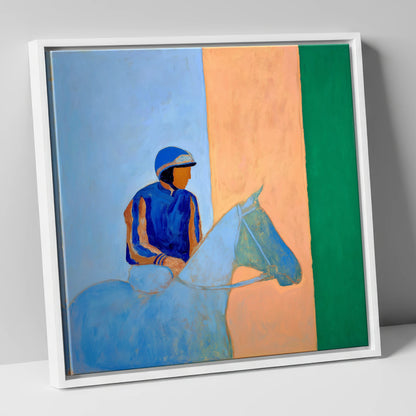 Paddock Serenity racing horse canvas wall art in white frame