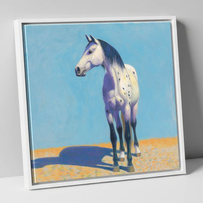 The Sunlit Appaloosa horse breed canvas wall art in white frame