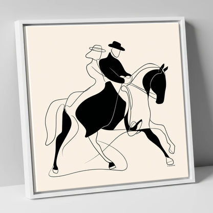 Abstract Dressage Harmony dressage horse canvas wall art in white frame