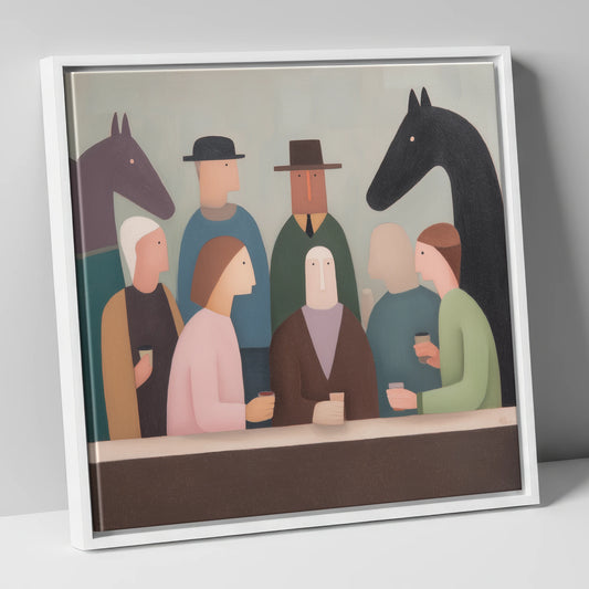 After the Last Race racing horse canvas wall art in white frame