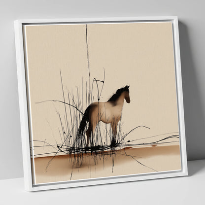 Sentinel of the Reeds wild horses canvas wall art in white frame