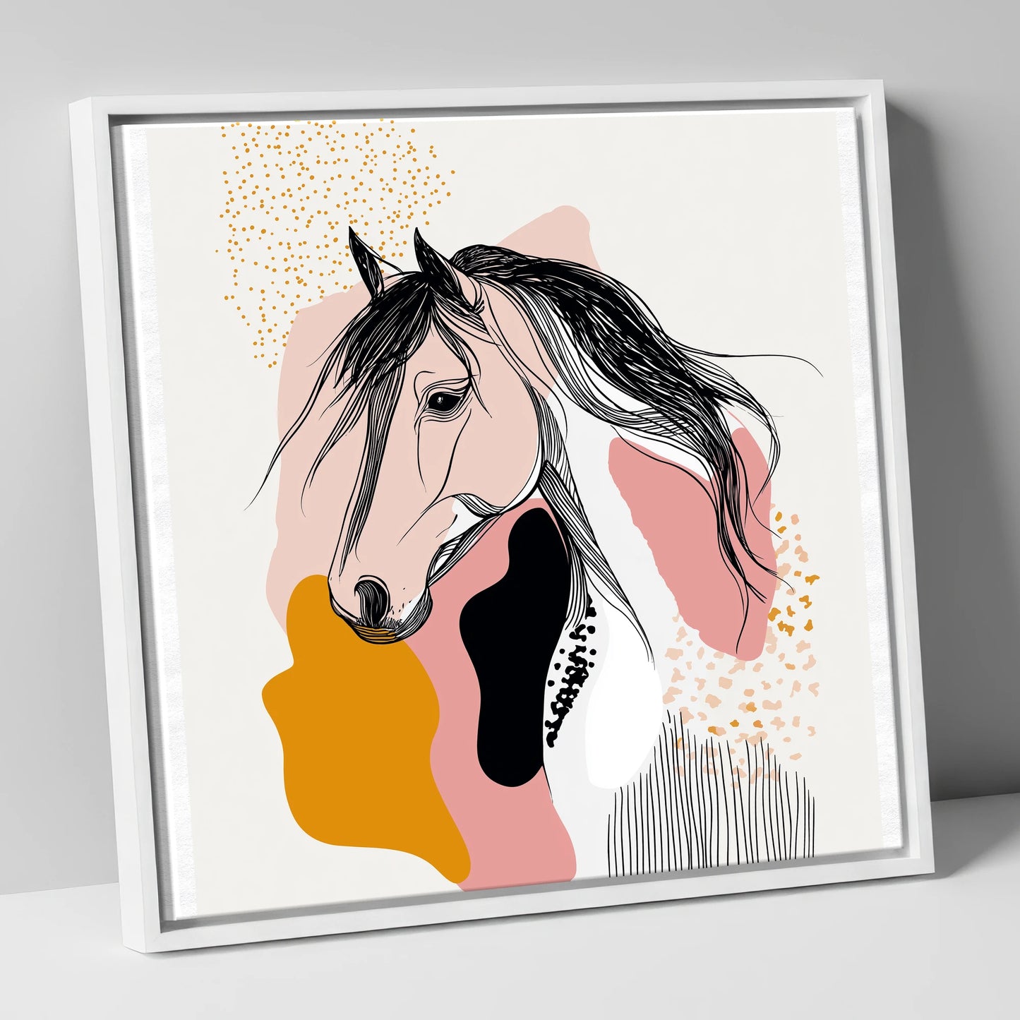 Graphic Equine Elegance horse & rider canvas wall art in white frame