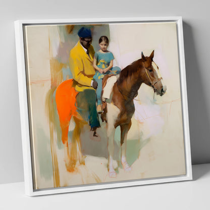 Shared Journey horse & rider canvas wall art in white frame