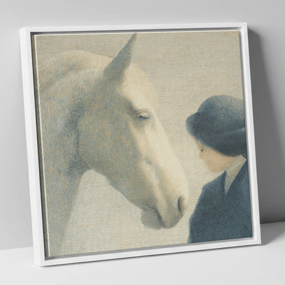 The Quiet Bond horse & rider canvas wall art in white frame