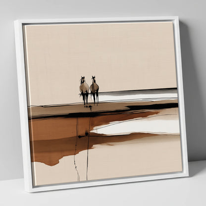 Distant Horizon Companions horse landscape canvas wall art in white frame