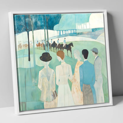 Before the Off racing horse canvas wall art in white frame