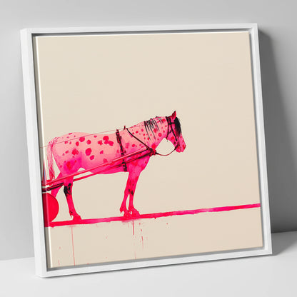 Vibrant Spotted Harness working horse canvas wall art in white frame