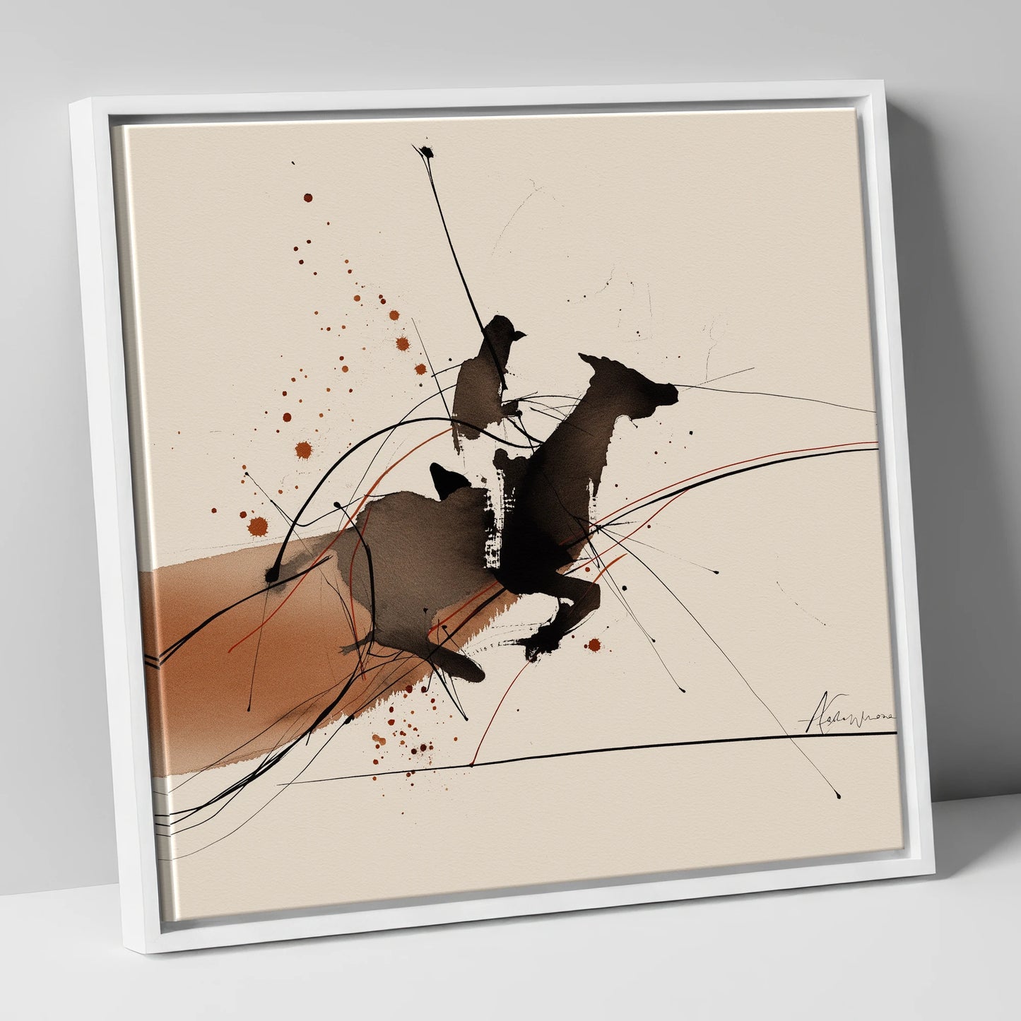 Forward Momentum horse & rider canvas wall art in white frame