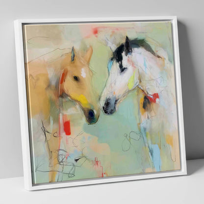 Whispered Secrets horse portrait canvas wall art in white frame