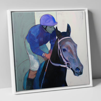Moment of Focus racing horse canvas wall art in white frame