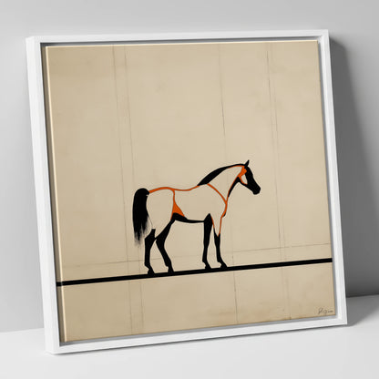 Minimalist Ink Profile horse breed canvas wall art in white frame