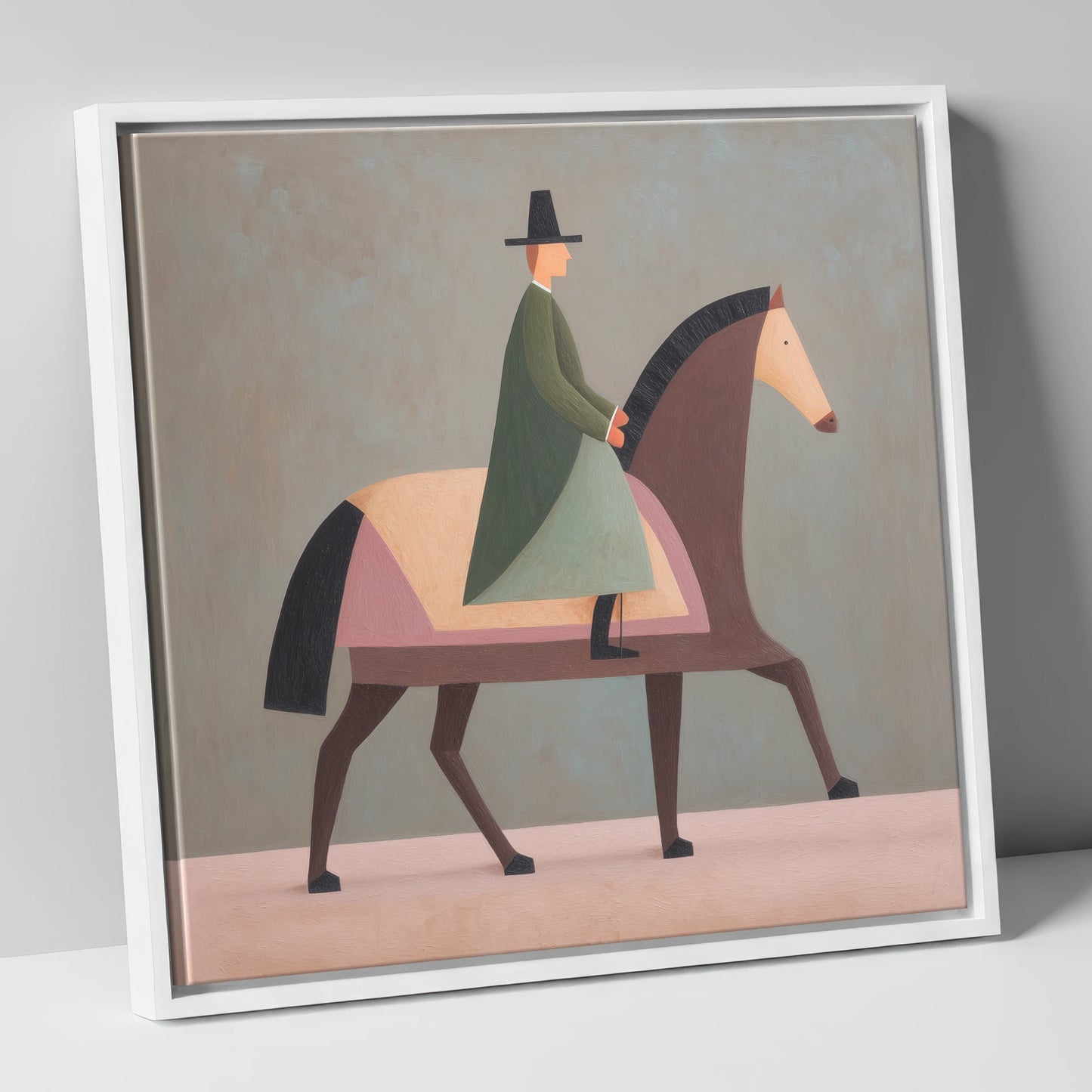 Structured Harmony dressage horse canvas wall art in white frame