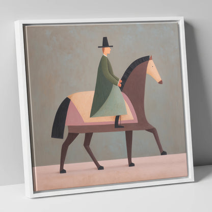 Structured Harmony dressage horse canvas wall art in white frame