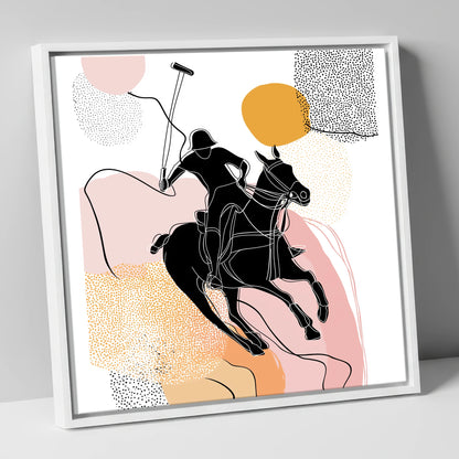 Graphic Polo Motion polo horse canvas wall art in white frame