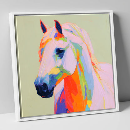 Vivid Equine Profile horse breed canvas wall art in white frame