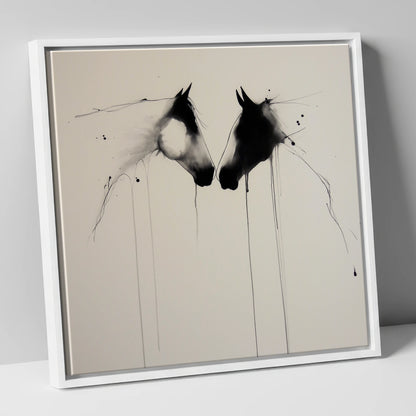 Ethereal Bond horse portrait canvas wall art in white frame