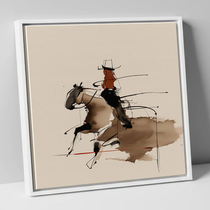 Fluid Western Motion western horse canvas wall art in white frame