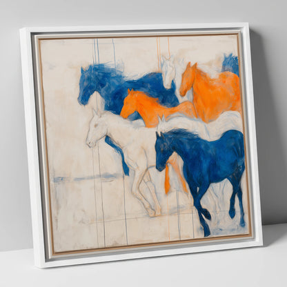Bold Momentum racing horse canvas wall art in white frame