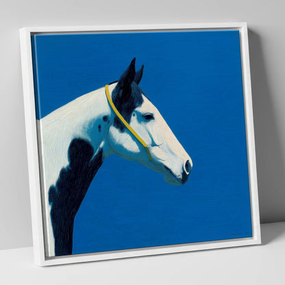 Azure Piebald Profile horse breed canvas wall art in white frame