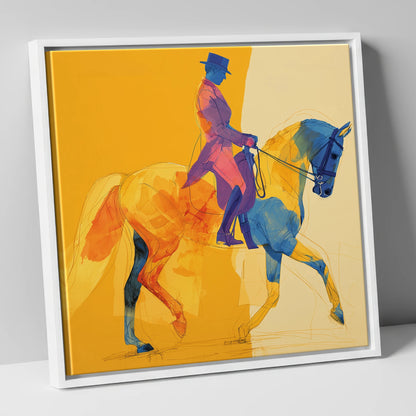Vivid Dressage Rhythms dressage horse canvas wall art in white frame