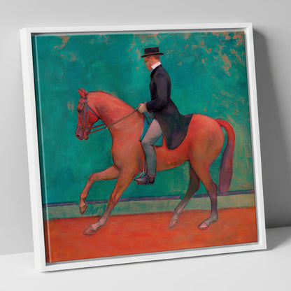 The Emerald Passage dressage horse canvas wall art in white frame
