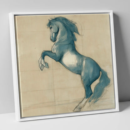 Azure Equine Study horse portrait canvas wall art in white frame