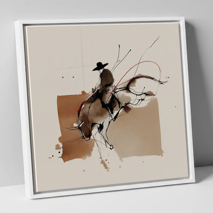Untamed Western Energy western horse canvas wall art in white frame