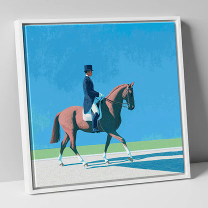Collected Harmony dressage horse canvas wall art in white frame