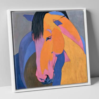 Colourful Painted Horse Portrait horse breed canvas wall art in white frame