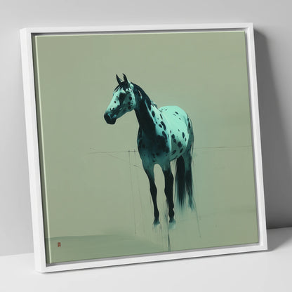 The Teal Appaloosa horse breed canvas wall art in white frame