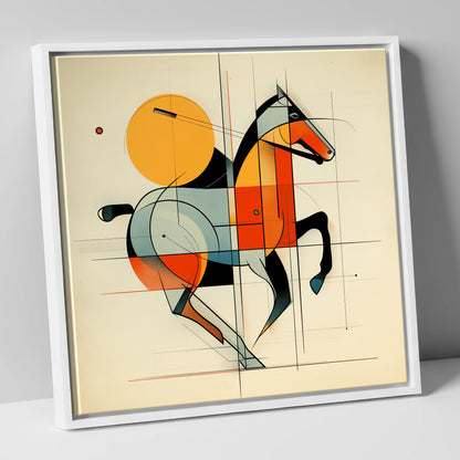 Structured Polo Rhythm polo horse canvas wall art in white frame